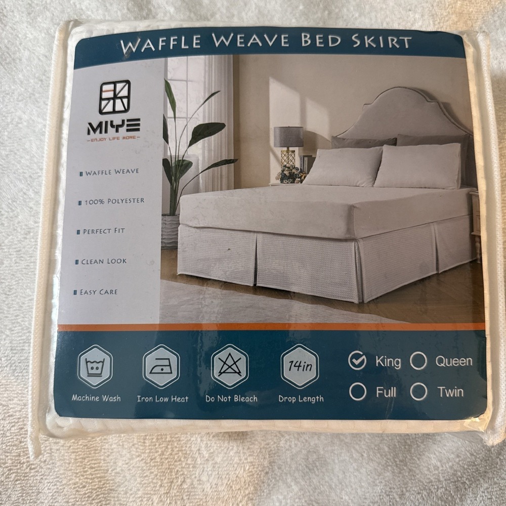 MIYE Waffle Weave King Size Bed Skirt